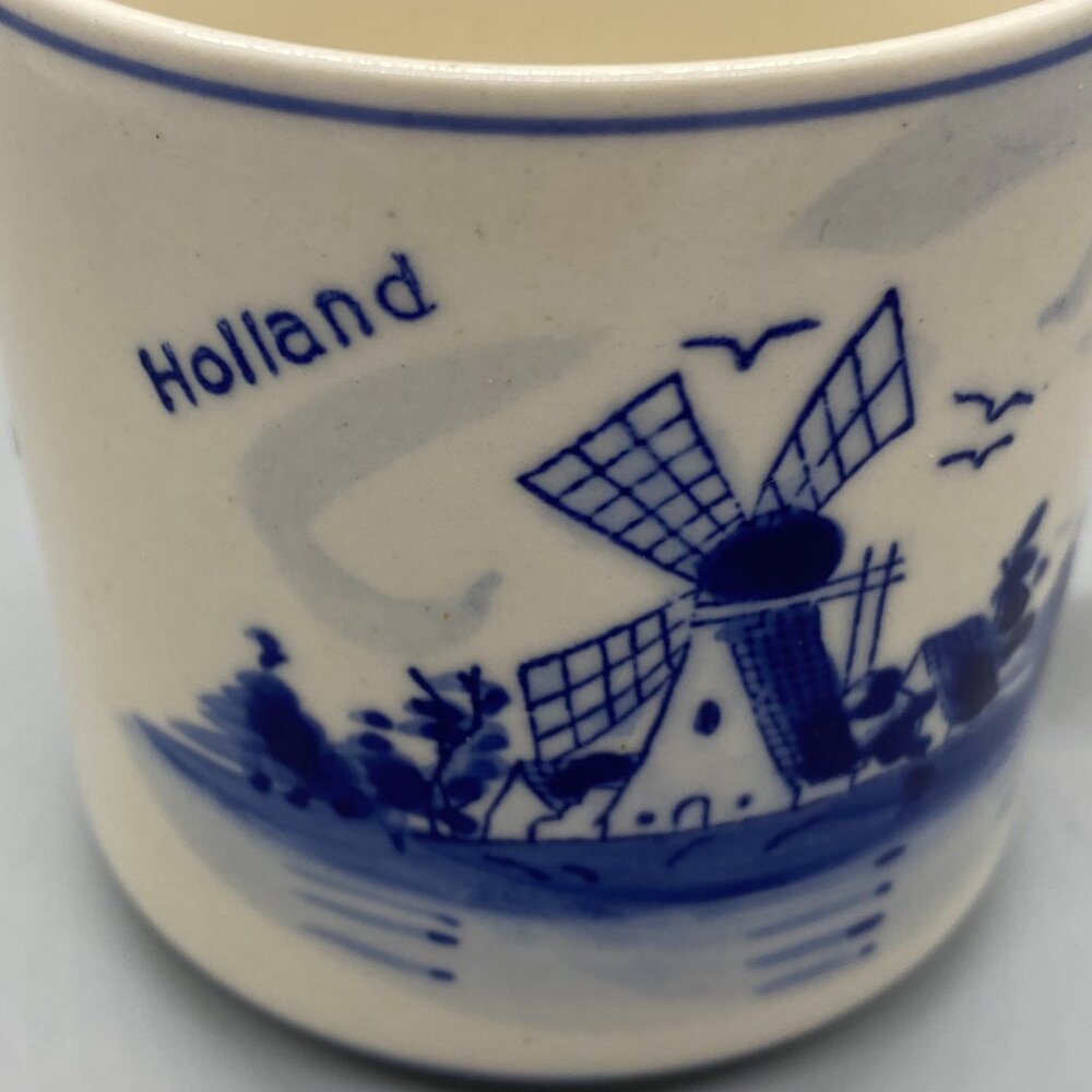 Vintage Hand Painted Delft Blue Colour Holland Windmill and Flowers Mug - Picture 7 of 8